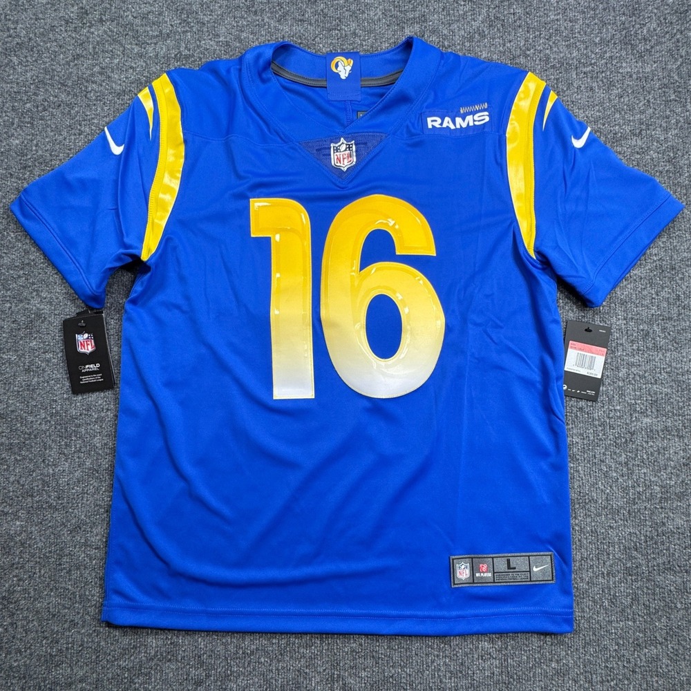 NWT Jared Goff 16 Los Angeles Rams Nike Jersey Men Large Blue Yellow 16 NFL Game